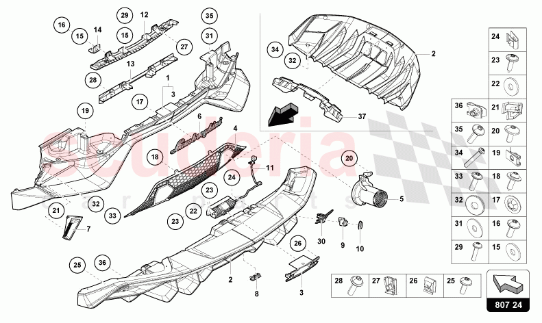 BUMPER, COMPLETE REAR of Lamborghini Lamborghini Aventador LP780 Ultimae Roadster