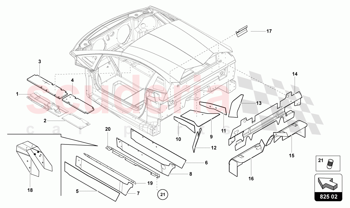 DAMPER FOR TUNNEL of Lamborghini Lamborghini Aventador LP780 Ultimae Roadster