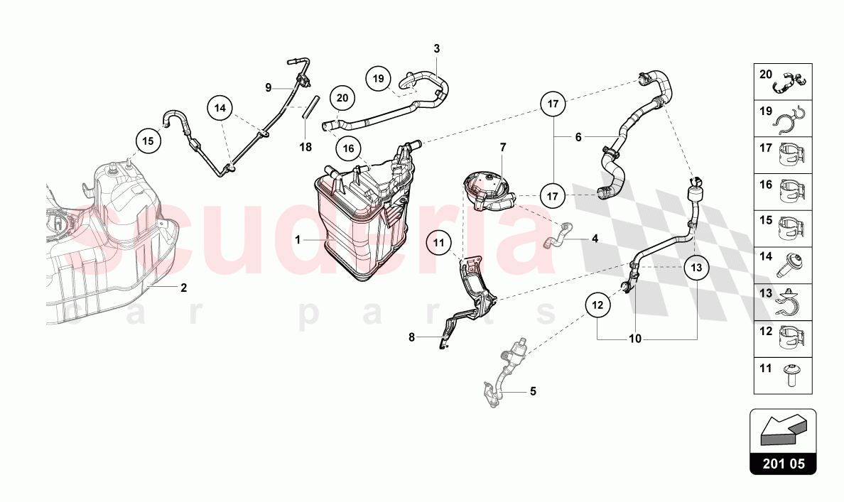 ACTIVATED CHARCOAL CONTAINER of Lamborghini Lamborghini Huracan Evo Spyder 2WD