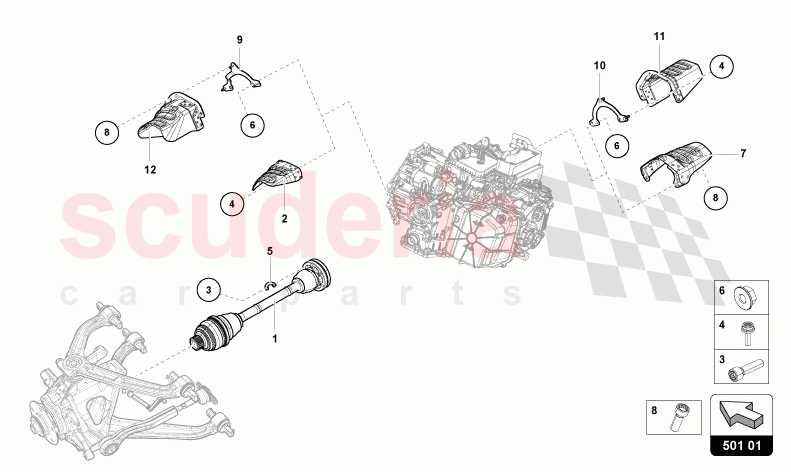 AXLE SHAFT REAR of Lamborghini Lamborghini Huracan Evo Spyder 2WD