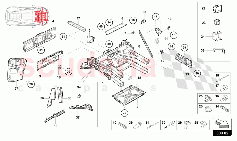 FRONT FRAME of Lamborghini Lamborghini Huracan Evo Spyder 2WD