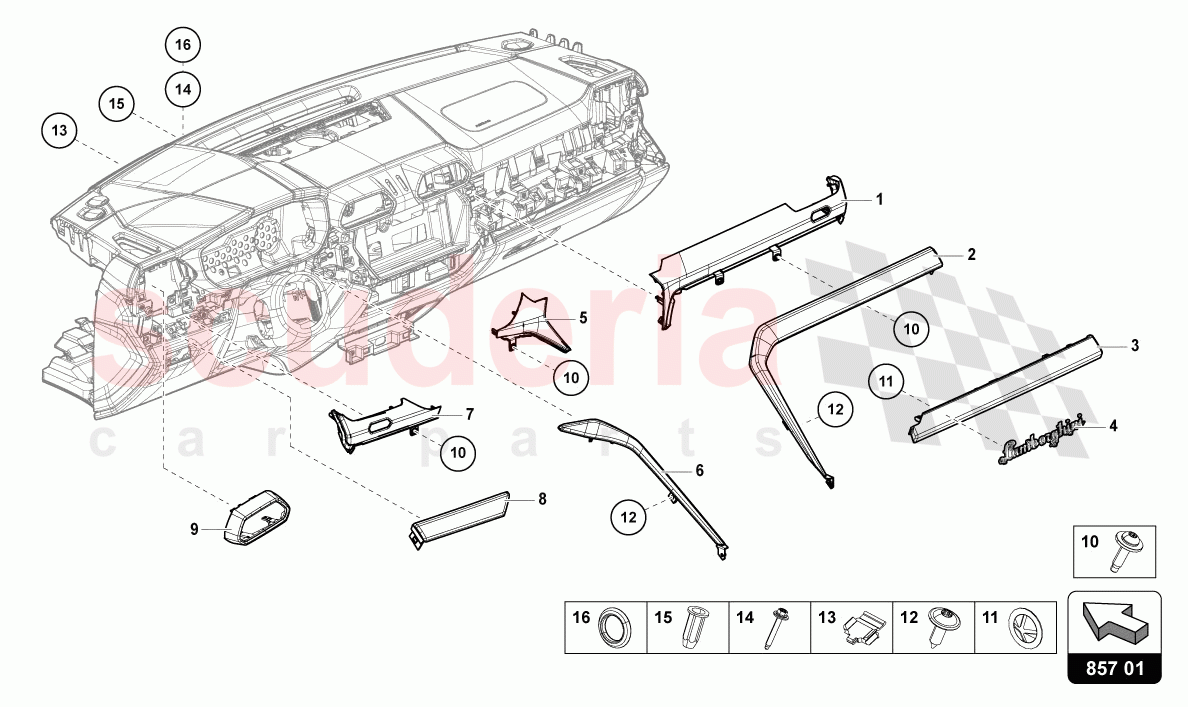 TRIM PANEL FOR DASH PANEL of Lamborghini Lamborghini Urus S