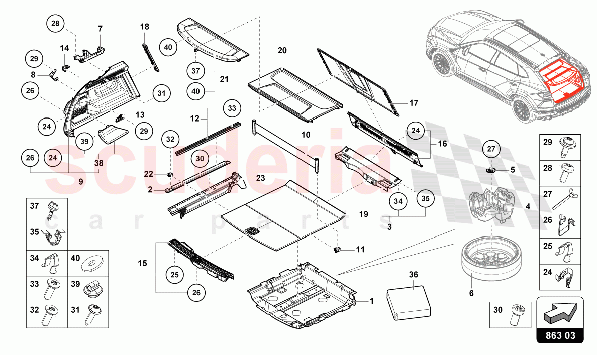 LUGGAGE COMPARTMENT LINING of Lamborghini Lamborghini Urus S