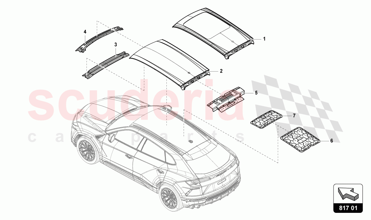 ROOF FRAME-OUTER PANEL of Lamborghini Lamborghini Urus (2019-2022)