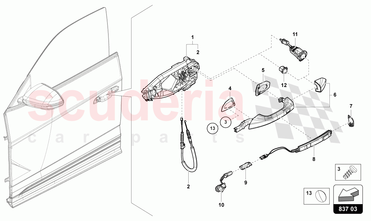 DOOR HANDLE, EXTERIOR FRONT of Lamborghini Lamborghini Urus (2019-2022)