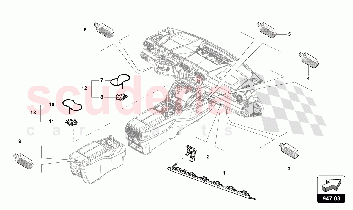 LIGHTING FOR CENTRE CONSOLE of Lamborghini Lamborghini Urus (2019-2022)