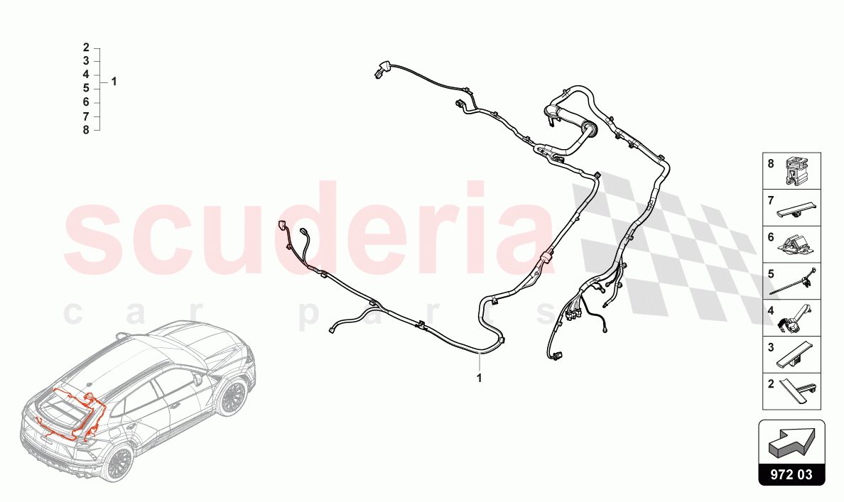 CABLE SET FOR TAILGATE of Lamborghini Lamborghini Urus (2019-2022)