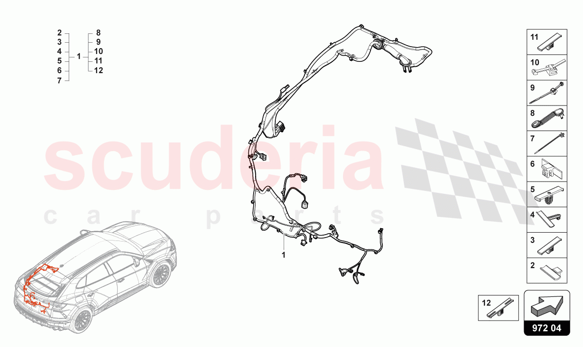 CABLE SET FOR TAILGATE of Lamborghini Lamborghini Urus (2019-2022)