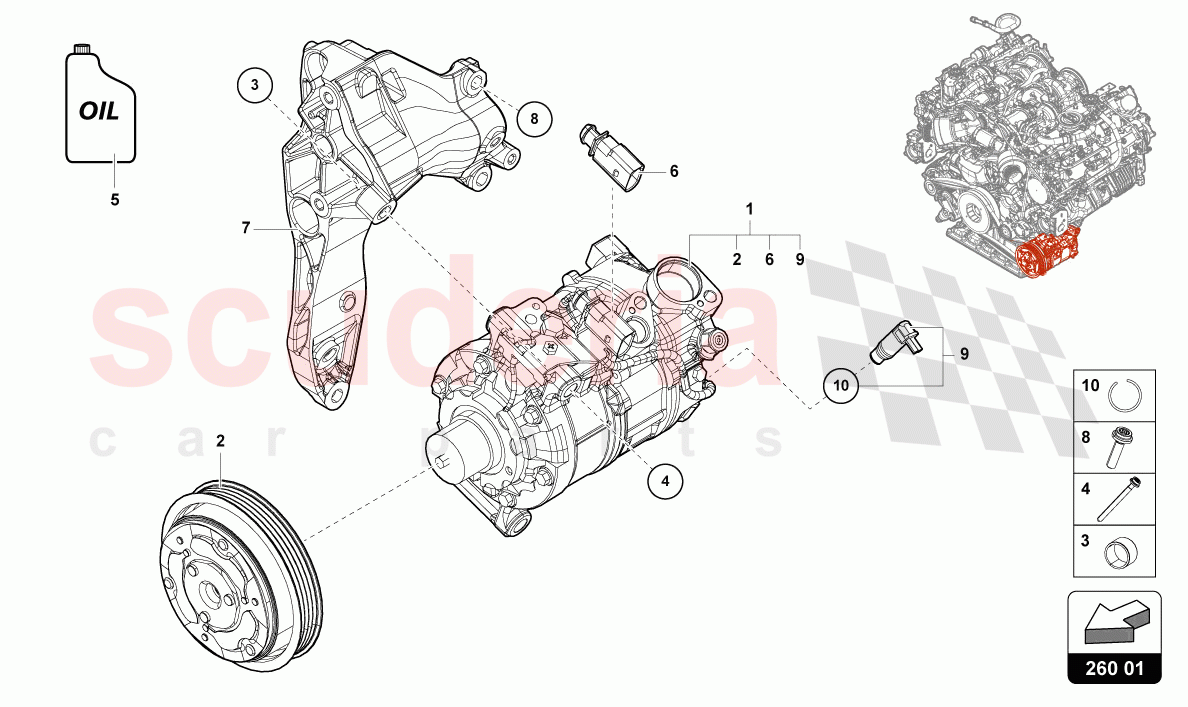 A/C COMPRESSOR WITH INDIVIDUAL PARTS of Lamborghini Lamborghini Urus Performante