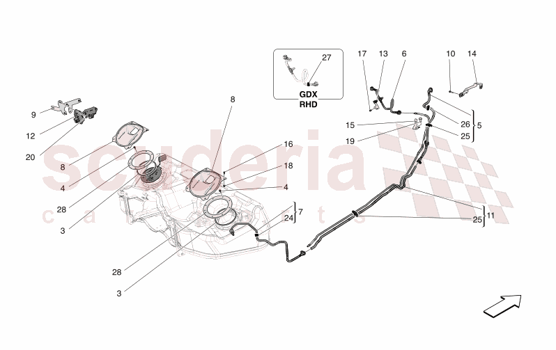 FUEL PUMPS AND CONNECTION LINES of Maserati Maserati GranCabrio M189 TROFEO  AUTOMATIC 4WD 3.0 BT V6 550 HP
