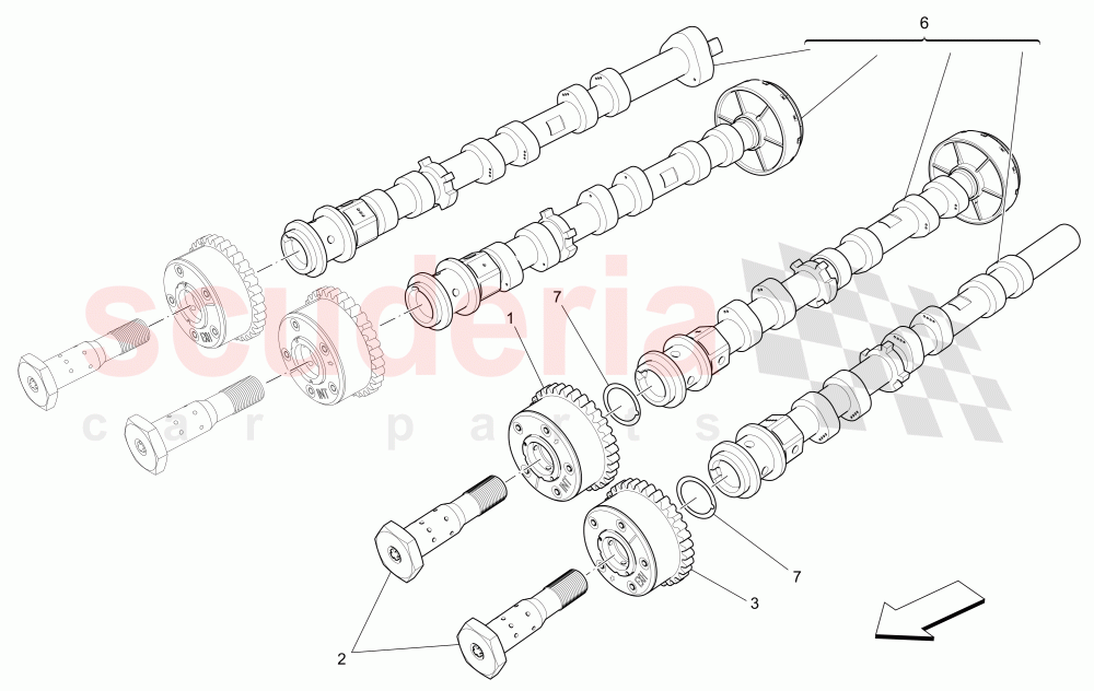 LH CYLINDER HEAD CAMSHAFTS of Maserati Maserati Quattroporte (2013-2016) V6 330bhp