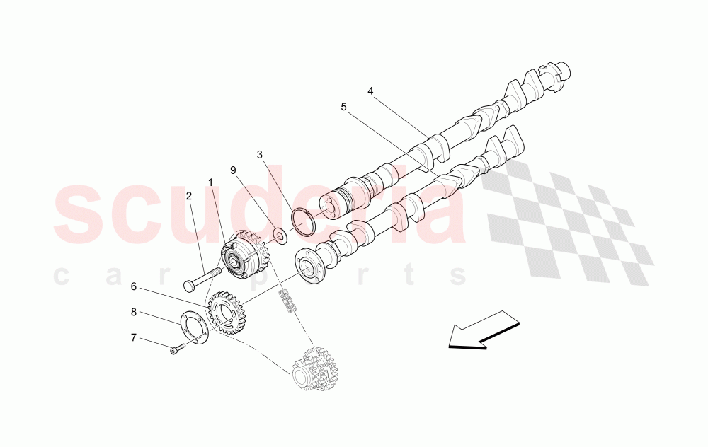 RH CYLINDER HEAD CAMSHAFTS of Maserati Maserati GranCabrio (2013-2015) MC