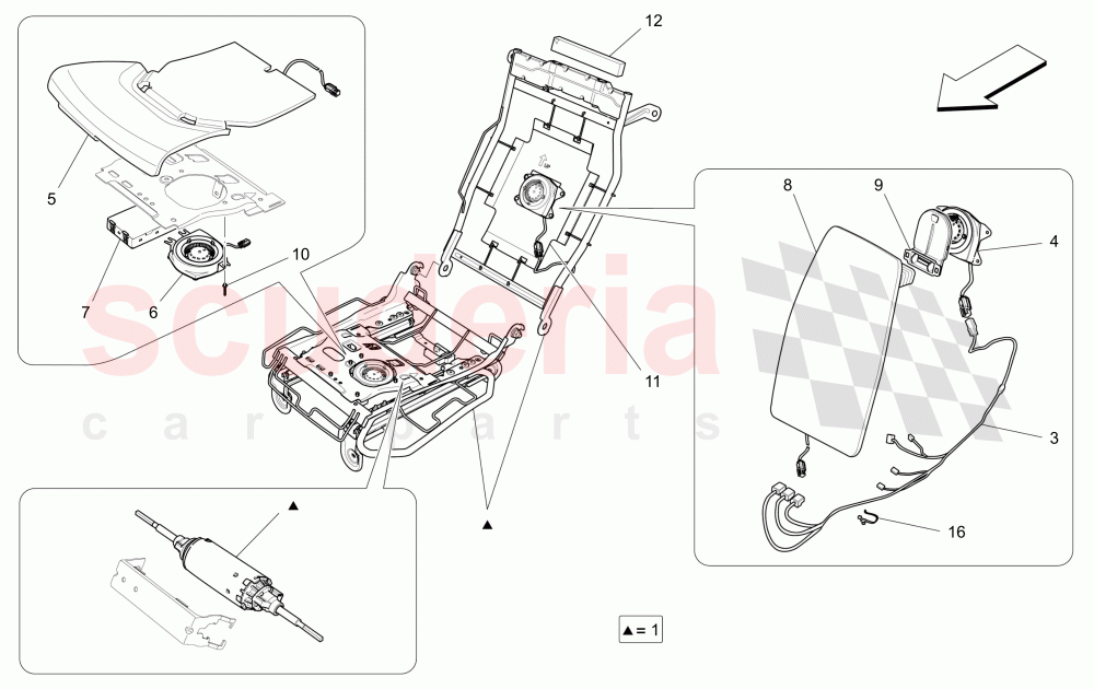 REAR SEATS: MECHANICS AND ELECTRONICS (Available with: COMFORT-LUXURY REAR SEATS WITH CENTRAL CONSOLENot available with: SPORT 8-WAY POWER FRONT SEATS, 12 WAYS WITH MEMORIES FOR LEVANTE MY18/19, SPORT EQUIPMENT) of Maserati Maserati Quattroporte (2017+) S Q4