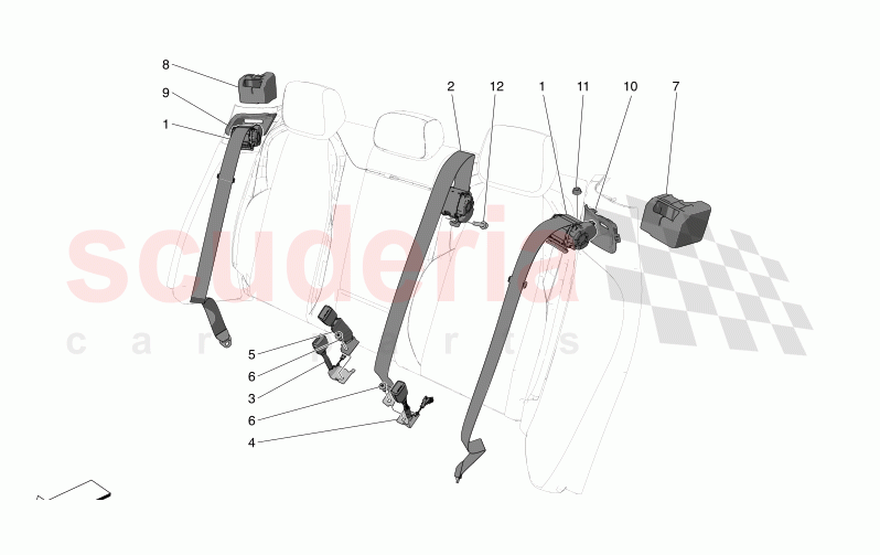 REAR SEAT BELTS of Maserati Maserati Grecale Modena Automatic 2.0 T4 4WD 250HP MHEV