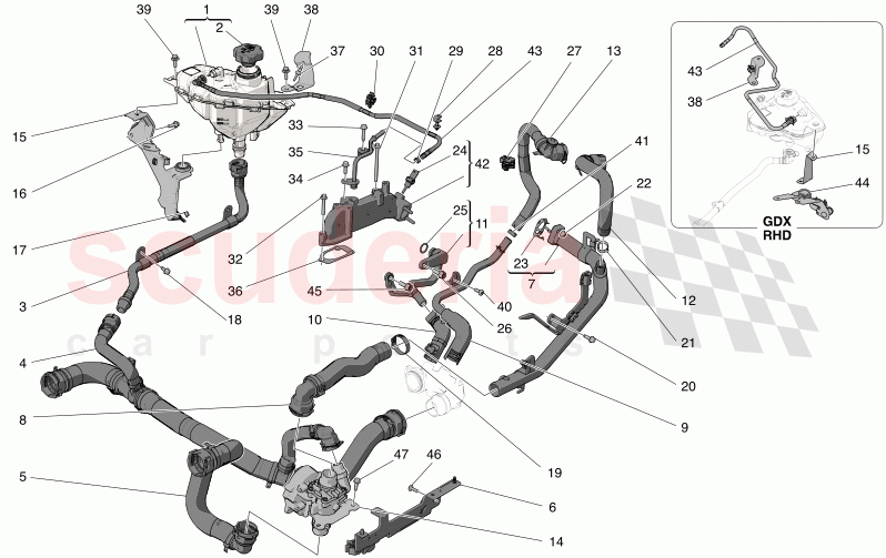 COOLING SYSTEM: NOURICE AND LINES of Maserati Maserati Grecale Modena Automatic 2.0 T4 4WD 250HP MHEV