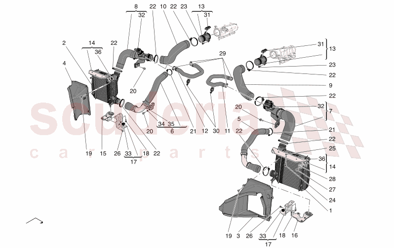 INTERCOOLER SYSTEM of Maserati Maserati GranCabrio M189 TROFEO  AUTOMATIC 4WD 3.0 BT V6 550 HP