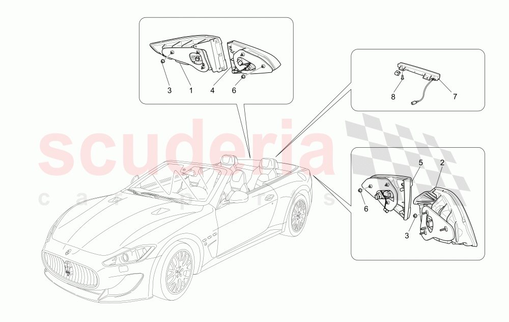 TAILLIGHT CLUSTERS of Maserati Maserati GranCabrio (2016+) MC Centennial