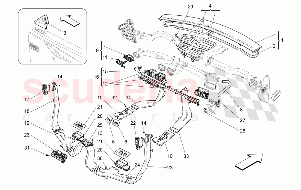 A/C UNIT: DIFFUSION of Maserati Maserati Quattroporte (2013-2016) Diesel