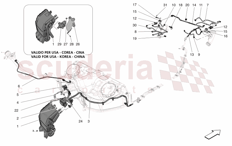 FUEL VAPOUR RECIRCULATION SYSTEM of Maserati Maserati GranTurismo M189 MODENA  AUTOMATIC 4WD 3.0 BT V6 490 HP