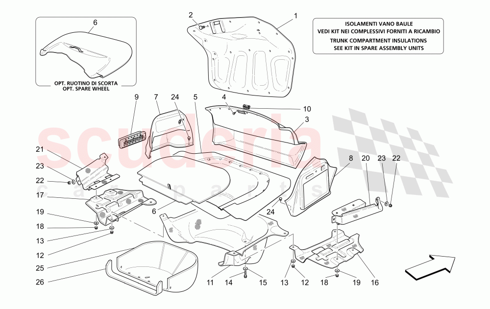 TRUNK HOOD COMPARTMENT TRIMS of Maserati Maserati 4200 Spyder (2005-2007) CC