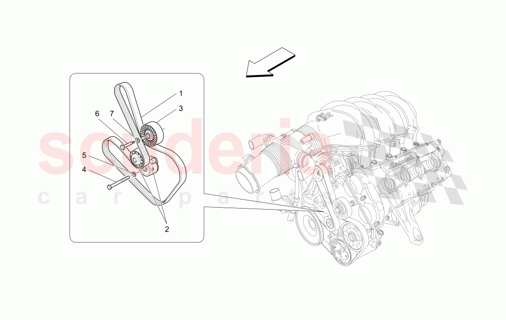 AUXILIARY DEVICE BELTS of Maserati Maserati Quattroporte (2003-2007) DuoSelect