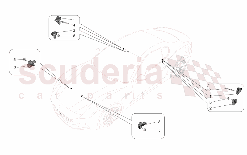 CRASH SENSORS of Maserati Maserati GranTurismo M189    AUTOMATIC 4WD 3.0 BT V6 490 HP