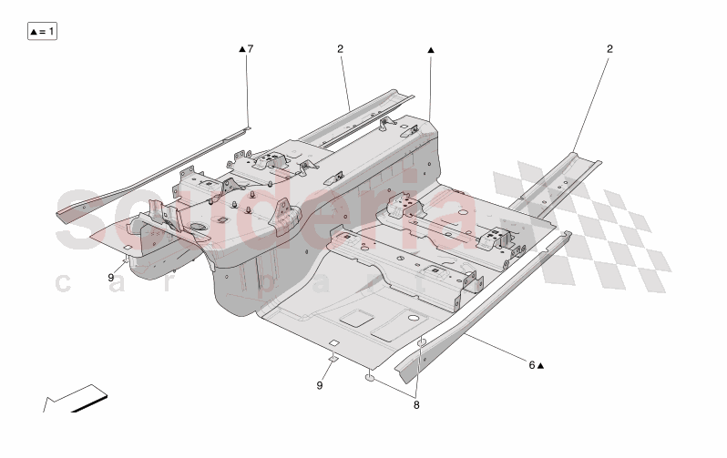 CENTRAL STRUCTURAL FRAMES AND SHEET PANELS of Maserati Maserati GranTurismo M189 FOLGORE  AUTOMATIC 4WD BEV 560 kW