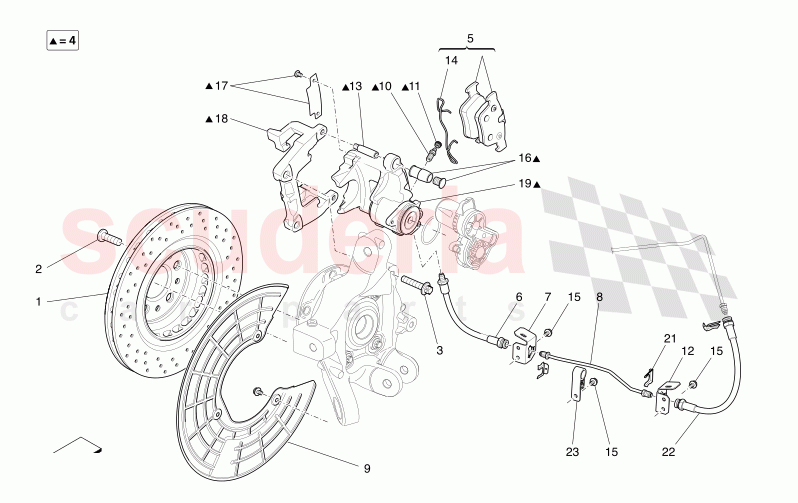 BRAKING DEVICES ON REAR WHEELS of Maserati Maserati Levante Modena Automatic 3.0 BT V6 4WD 430HP