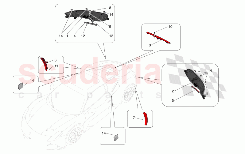 TAILLIGHT CLUSTERS of Maserati Maserati MC20 Icona Automatic 3.0 BT V6 2WD 630HP