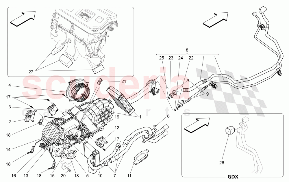 A/C UNIT: TUNNEL DEVICES (Available with: FOUR-ZONE AUTOMATIC CLIMA) of Maserati Maserati Levante (2017+) Diesel