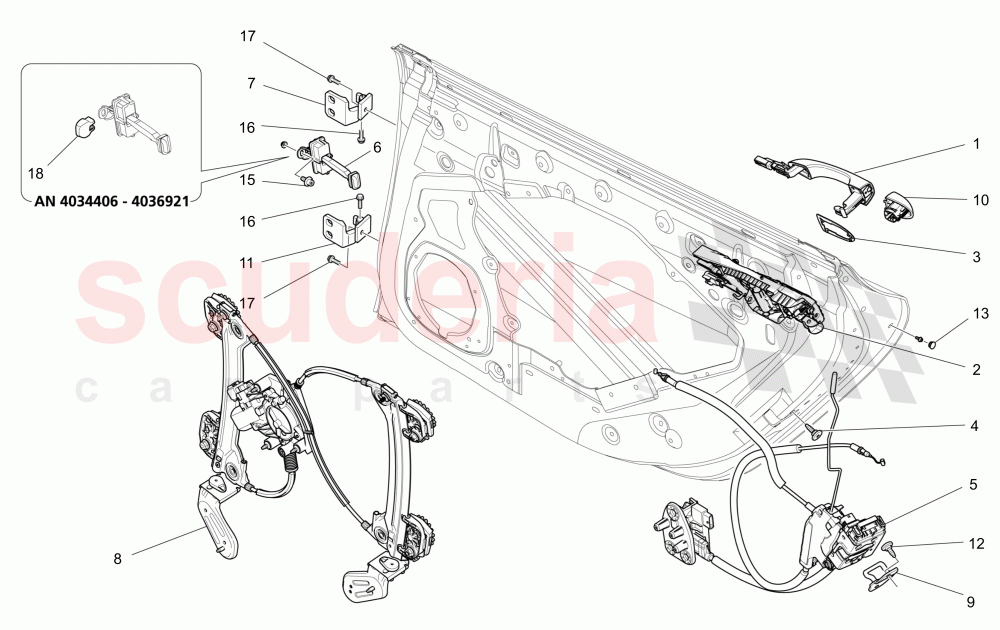 REAR DOORS: MECHANISMS (Available with: CENTRALIZED ELECTRICAL LOCKING) of Maserati Maserati Quattroporte (2017+) Diesel