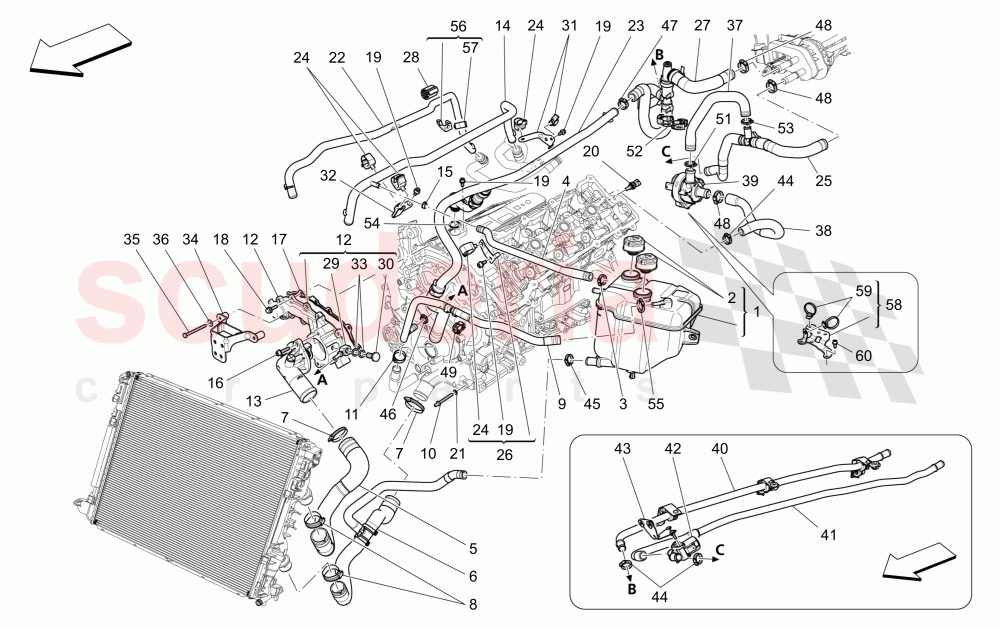 COOLING SYSTEM: NOURICE AND LINES (Available with: FOUR-ZONE AUTOMATIC CLIMA) of Maserati Maserati Quattroporte (2013-2016) V6 330bhp