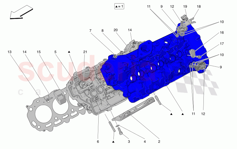 LH CYLINDER HEAD of Maserati Maserati MC20 Leggenda Automatic 3.0 BT V6 2WD 630HP