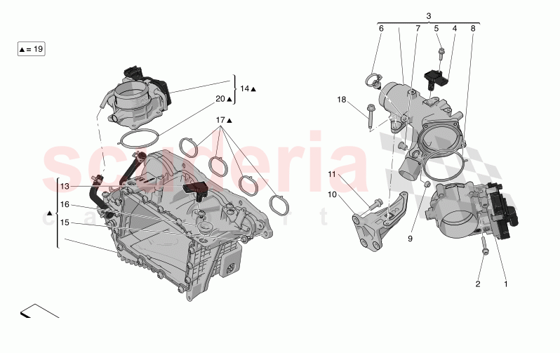 INTAKE MANIFOLD AND THROTTLE BODY of Maserati Maserati Grecale GT  Automatic 2.0 T4 4WD 300HP MHEV