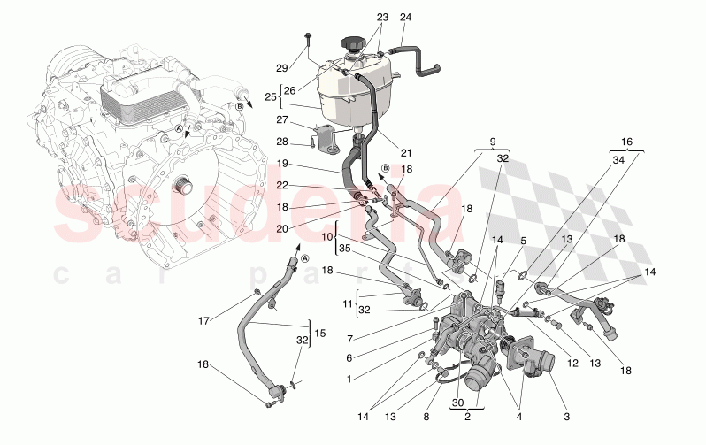 COOLING SYSTEM: NOURICE AND LINES of Maserati Maserati MC20 Leggenda Automatic 3.0 BT V6 2WD 630HP