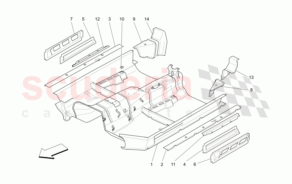 CENTRAL STRUCTURAL FRAMES AND SHEET PANELS (Available with: "Spyder 90th Anniversary" Version) of Maserati Maserati 4200 Spyder (2005-2007) CC