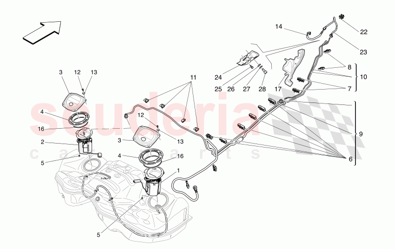 01.43 - 10 FUEL PUMPS AND CONNECTION LINES of Maserati Maserati Levante Modena Automatic 3.0 BT V6 4WD 350HP