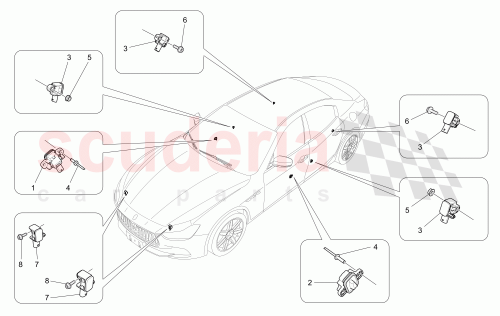 CRASH SENSORS of Maserati Maserati Ghibli (2014-2016) Diesel