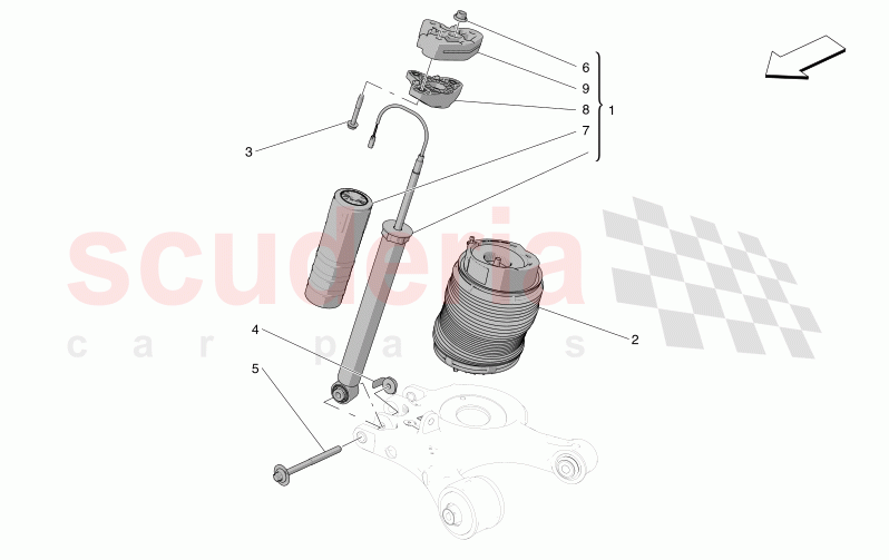 REAR SHOCK ABSORBER DEVICES of Maserati Maserati Grecale Modena Automatic 2.0 T4 4WD 250HP MHEV