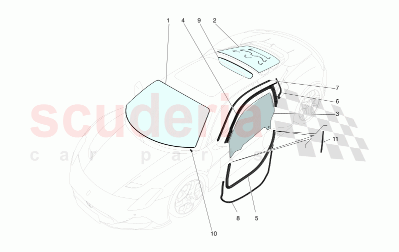WINDOWS AND WINDOW STRIPS of Maserati Maserati MC20 Icona Automatic 3.0 BT V6 2WD 630HP
