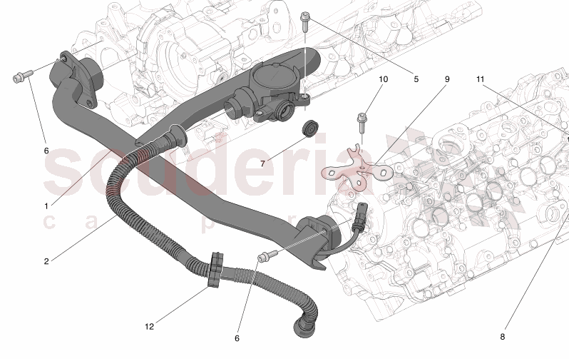 OIL VAPOUR RECIRCULATION SYSTEM of Maserati Maserati GranCabrio M189    AUTOMATIC 4WD 3.0 BT V6 490 HP