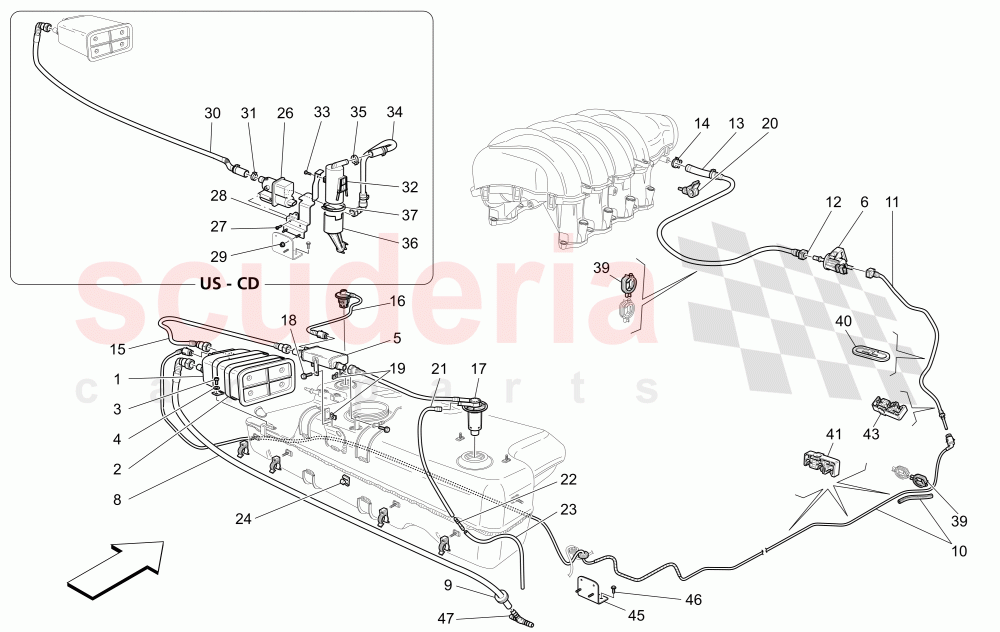 FUEL VAPOUR RECIRCULATION SYSTEM of Maserati Maserati GranCabrio (2017+) Special Edition