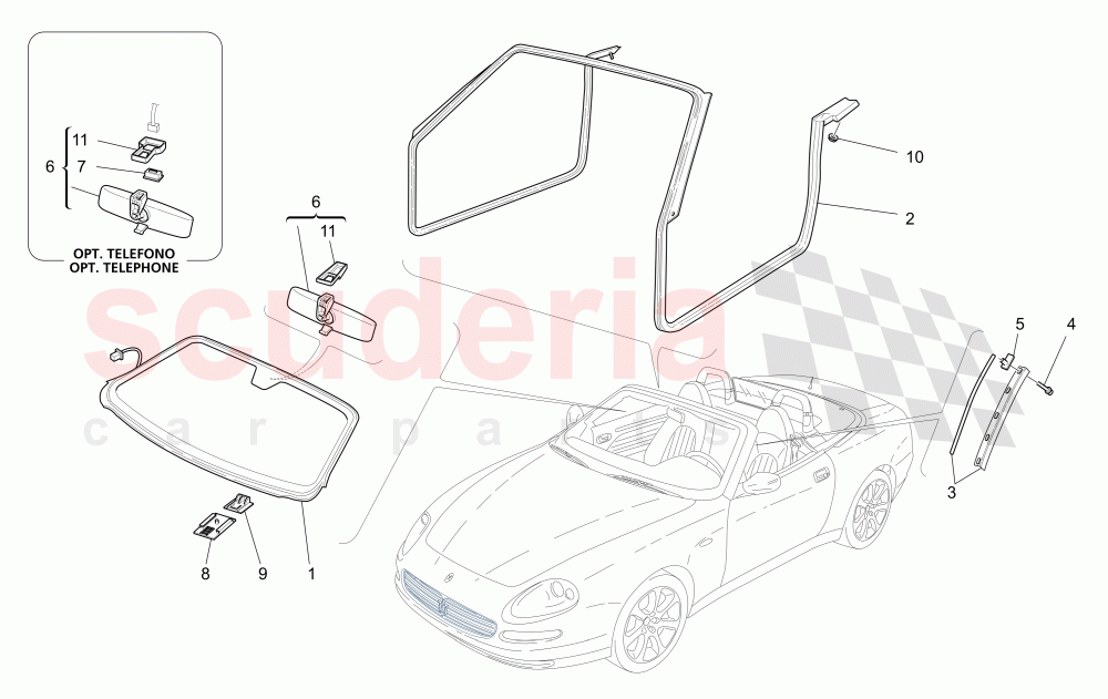 WINDOWS AND WINDOW STRIPS of Maserati Maserati 4200 Spyder (2005-2007) CC