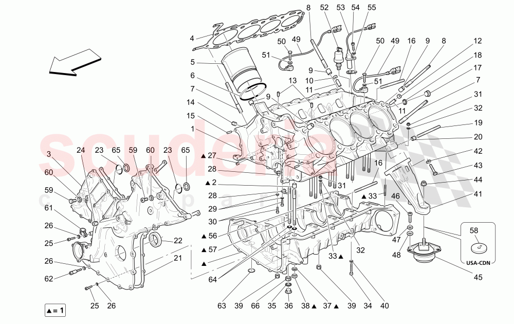 CRANKCASE of Maserati Maserati 4200 Spyder (2005-2007) GT