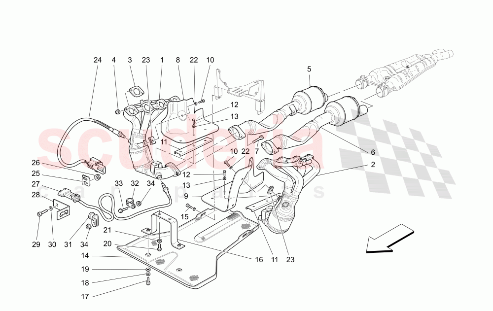 EXHAUST SYSTEM of Maserati Maserati 4200 Spyder (2005-2007) CC