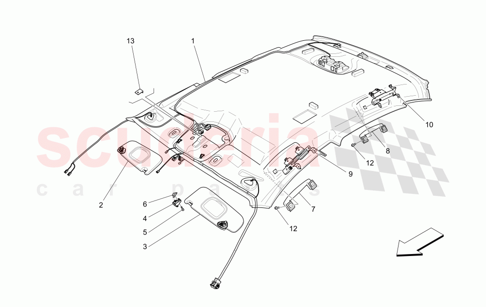 ROOF AND SUN VISORS of Maserati Maserati Quattroporte (2013-2016) V6 330bhp