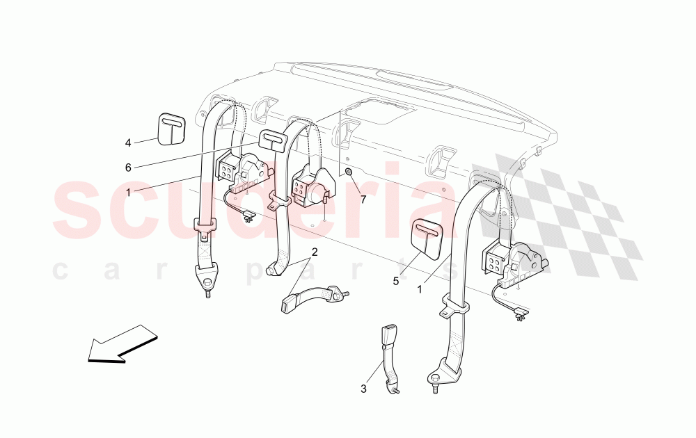 REAR SEAT BELTS of Maserati Maserati Quattroporte (2009-2012) Sport GTS