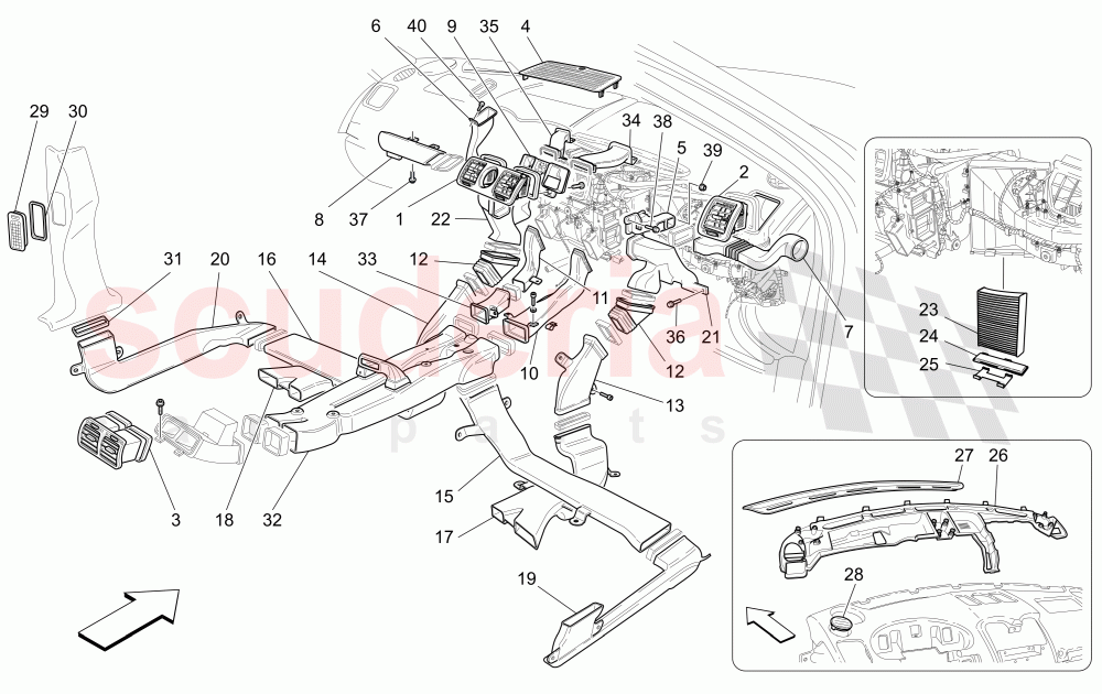 A/C UNIT: DIFFUSION of Maserati Maserati Quattroporte (2008-2012) 4.2