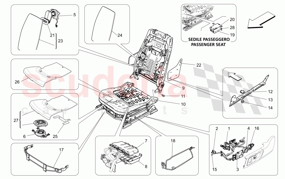 FRONT SEATS: MECHANICS AND ELECTRONICS (Not available with: Rear Seat Entertainment+Tv Tuner (DVBT), SPORT EQUIPMENT) of Maserati Maserati Quattroporte (2017+) S Q4