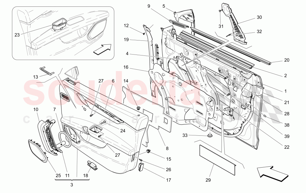FRONT DOORS: TRIM PANELS of Maserati Maserati Quattroporte (2013-2016) Diesel